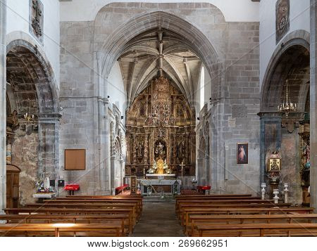 Melide, Spain - August 30, 2018: View Into The Main Church Of Melide On August 30, 2018 In Galicia, 