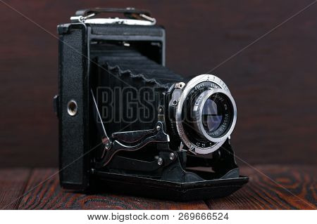 Moscow, Russia, April 14, 2017. The Old Soviet Medium Format Scaling Camera Moskwa-3, Released1951.