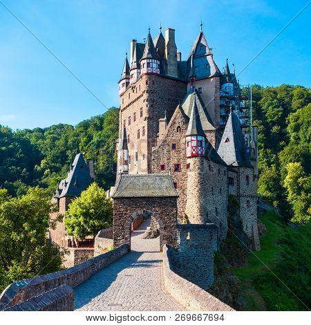 Eltz Castle Or Burg Eltz Is A Medieval Castle In The Hills Above The Moselle River Near Koblenz In G
