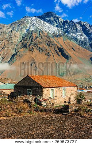 Mountains Over Stepantsminda In The Khevi Province, Georgia