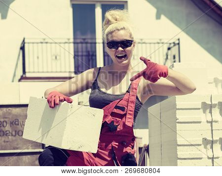 Woman Working With Airbricks