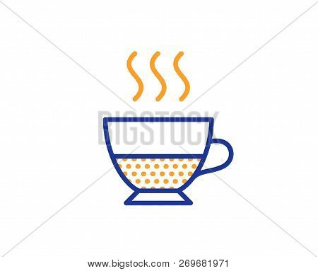 Doppio Coffee Icon. Hot Drink Sign. Beverage Symbol. Colorful Outline Concept. Blue And Orange Thin 