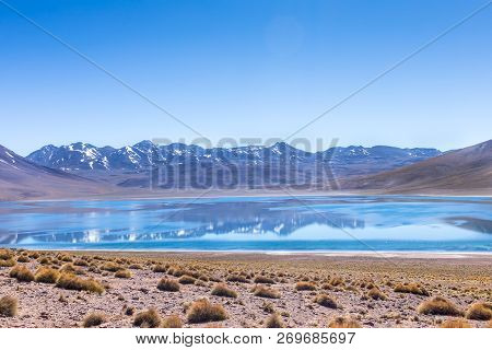Lagunas Altiplanicas, Miscanti Y Miniques, Amazing View At Atacama Desert. Chile, South America.