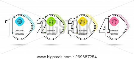 Infographic Timeline Set Of Face Detect, Uv Protection And Oil Drop Icons. Vitamin E Sign. Select Ta