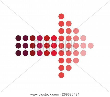 Red Dotted Arrows On White Background. Red Dot Arrow Sign. Flat Style. Red Dot Arrow Icon For Your W