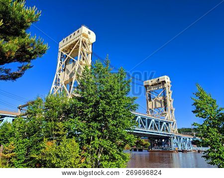 Portage Lake Lift Bridge Between Houghton And Hancock In Michigans Upper Peninsula