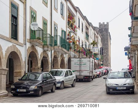 The Cobbled Main Street, Rua De Compostela, On A Foggy Autumn Day - Portomarin, Galicia, Spain, 30 S