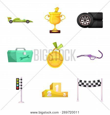 Vector Illustration Of Car And Rally Icon. Set Of Car And Race Vector Icon For Stock.