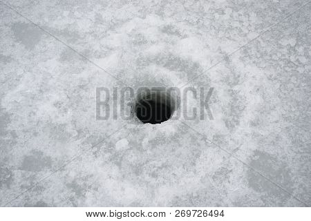 Cut Hole For Ice Fishing Top View