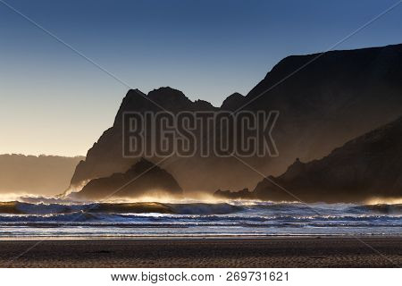 The Great Tor In Gower
Jagged Landscape And Crashing Waves On The Great Tor At Three Cliffs Bay, Gow