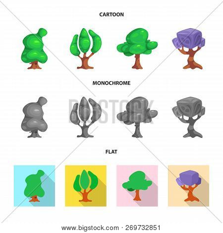Isolated Object Of Tree And Nature Icon. Set Of Tree And Crown Vector Icon For Stock.