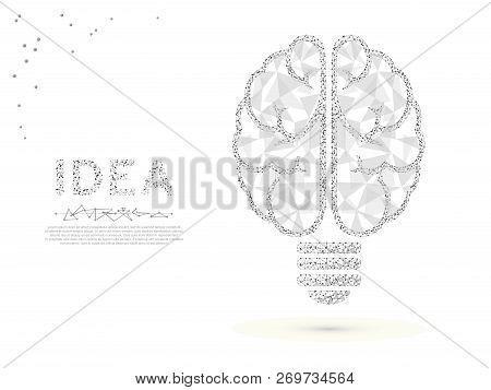 Incandescent Lamp. Low Poly Wireframe Illustration. Vector Polygonal Image, Consisting Of Points, Li
