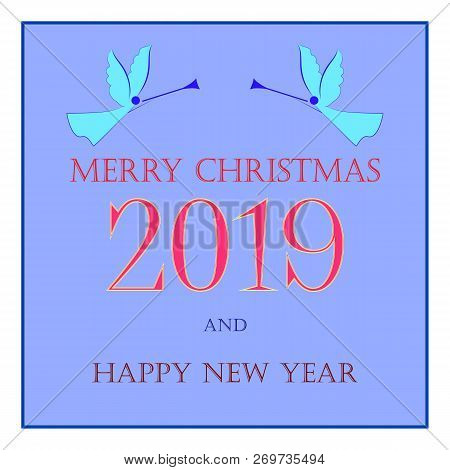 Christmas Angels With Quote Merry Christmas As Symbol Of Christmas And New Year. Fashion Design. Mod