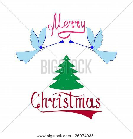 Christmas Angels With Quote Merry Christmas As Symbol Of Christmas And New Year. Fashion Design. Mod