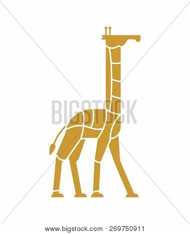 Cut Of Meat Giraffe. Camelopard Silhouette Scheme Lines Of Different Parts Meat. How To Cut Flesh Wi