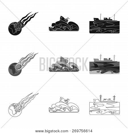 Vector Illustration Of Natural And Disaster Icon. Set Of Natural And Risk Vector Icon For Stock.