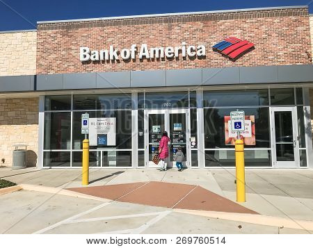 Customers Visit Bank Of America Office In Coppell, Texas, Usa