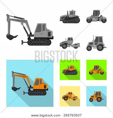 Vector Illustration Of Build And Construction Symbol. Set Of Build And Machinery Vector Icon For Sto