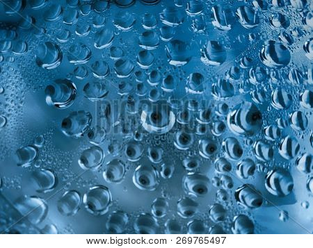 Beautiful Blue Dew Drops.rain Drops In The Glass