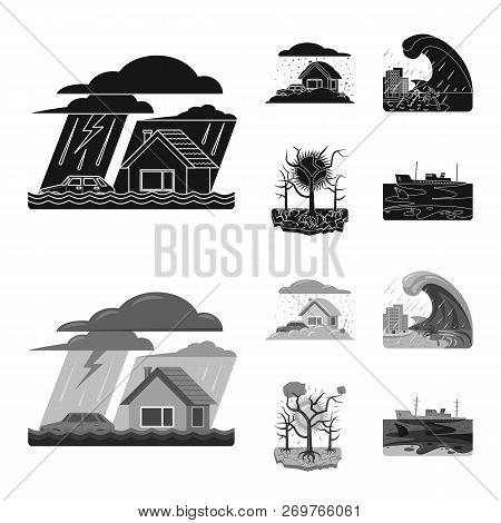 Vector Design Of Natural And Disaster Icon. Set Of Natural And Risk Stock Vector Illustration.