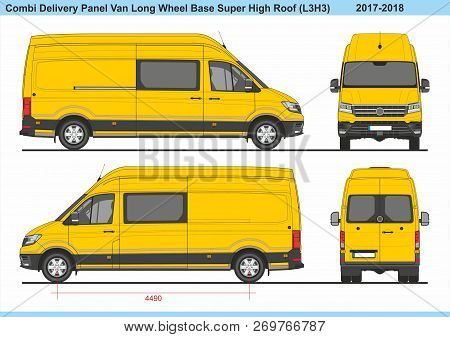 Combi Delivery Panel Van Long Wheel Base Super High Roof (l3h3) 2017-2018 Detailed Template