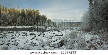 Winter Frozen River Tannforsen