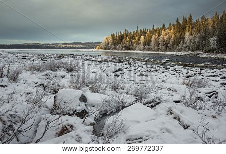 Winter Frozen River Tannforsen