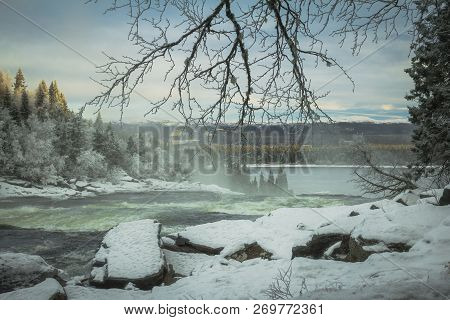 Winter Frozen River Tannforsen