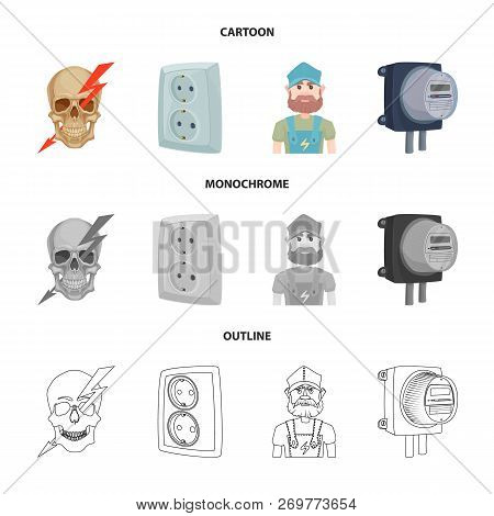 Vector Illustration Of Electricity And Electric Logo. Set Of Electricity And Energy Vector Icon For 