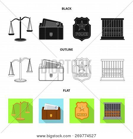Vector Illustration Of Law And Lawyer Icon. Set Of Law And Justice Stock Vector Illustration.
