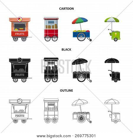 Vector Illustration Of Market And Exterior Icon. Set Of Market And Food Vector Icon For Stock.