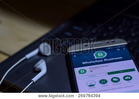 Bekasi, West Java, Indonesia. November 20, 2018 : Whatsapp Business Dev App On Smartphone Screen. Bu