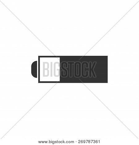 Battery. Black Icon Flat On White Background