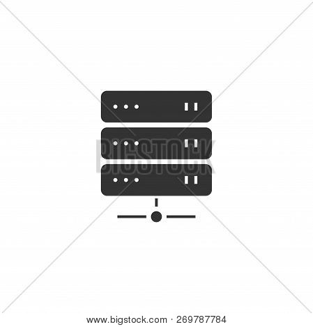 Server. Black Icon Flat On White Background