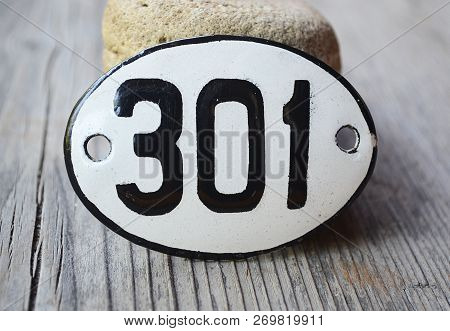 Old Enamel Plate For Street, Hotel, Room Number 301