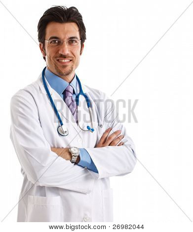 笑みを浮かべて医師の肖像画