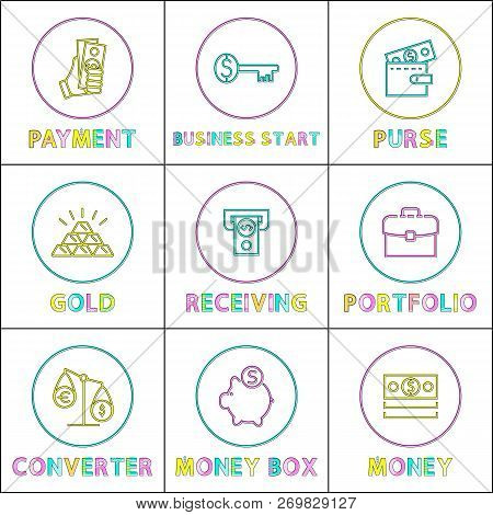 Key Money Receiving Vector Photo Free Trial Stock Key To Money Receiving And Business Starting Card Vector Ilration Of Gold Pile Pig Box For Coins Holding Portfolio Currency Converter