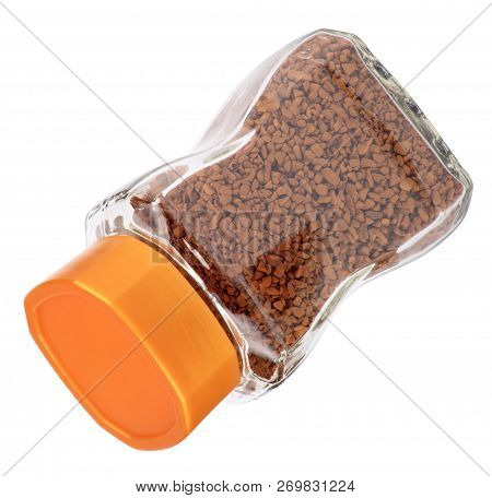 Jar Of Instant Coffee Isolated At Dry Sunny Summer Day