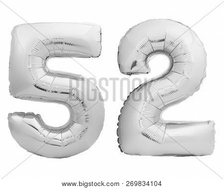 Silver Number 52 Fifty Two Made Of Inflatable Balloon