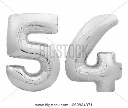 Silver Number 54 Fifty Four Made Of Inflatable Balloon