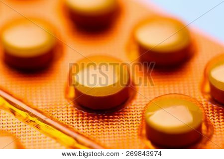 Enzyme Tablets Biologically Active Substances In Orange Packaging Fake Counterfeit Drugs For Cancer 