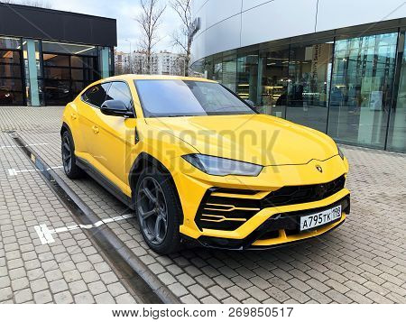 Lamborghini Urus Super Suv In Street City. Russia, Saint-petersburg. 15 November 2018.