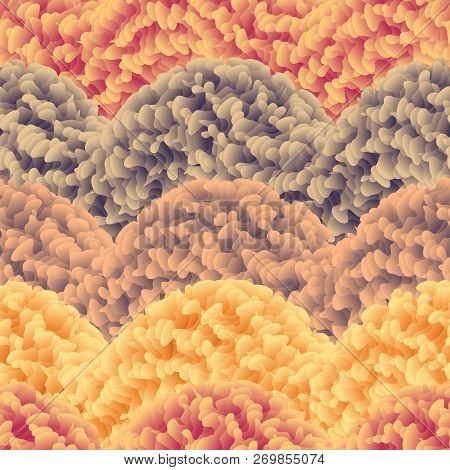 Seamless Of Beige Vector Furry Pattern. Fluffy Background. Safari Backdrop