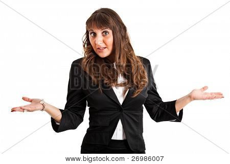 Businesswoman ขอแยกต่างหากบนพื้นสีขาว