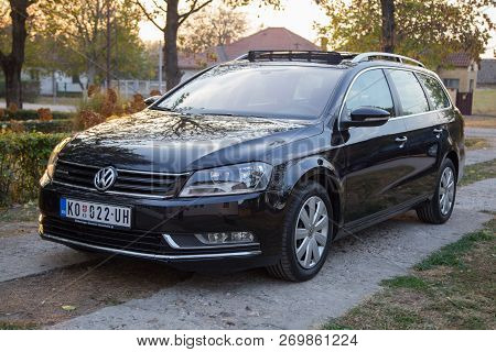 Belgrade, Serbia, October 14. 2018 : Passat B7 Blue Motion Front Left Side