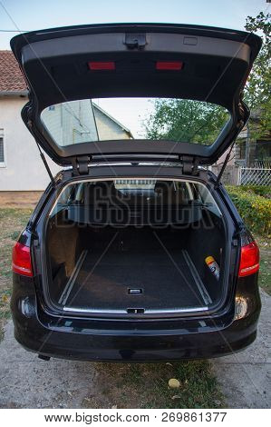 Belgrade, Serbia, October 14. 2018 : Passat B7 Blue Motion Inside Of Trunk
