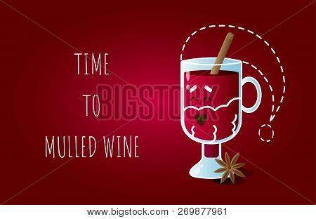 Vector Illustration Card With Funny Character Of Laughing Irish Glass Dressed Like Santa Claus And T