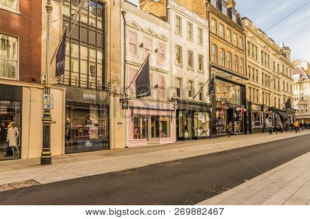 London. November 2018. A View Of New Bond Street In Mayfair In London
