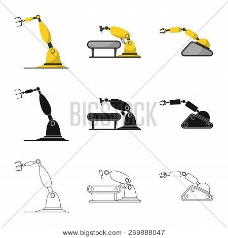 Vector Design Of Robot And Factory Icon. Set Of Robot And Space Vector Icon For Stock.