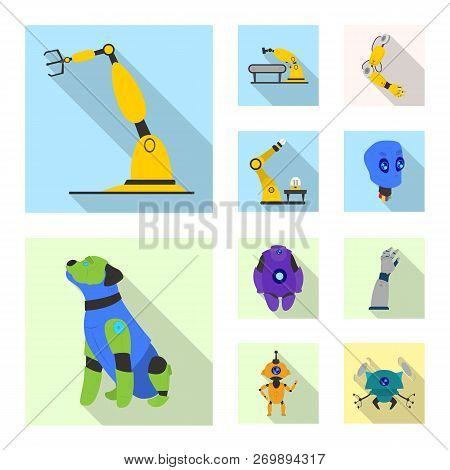 Vector Design Of Robot And Factory Icon. Set Of Robot And Space Stock Symbol For Web.